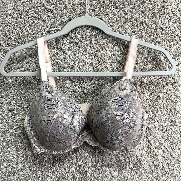 Victoria’s Secret Bra Women’s 34D Dream Angels Beige Lace Perfect Coverage - Picture 1 of 4